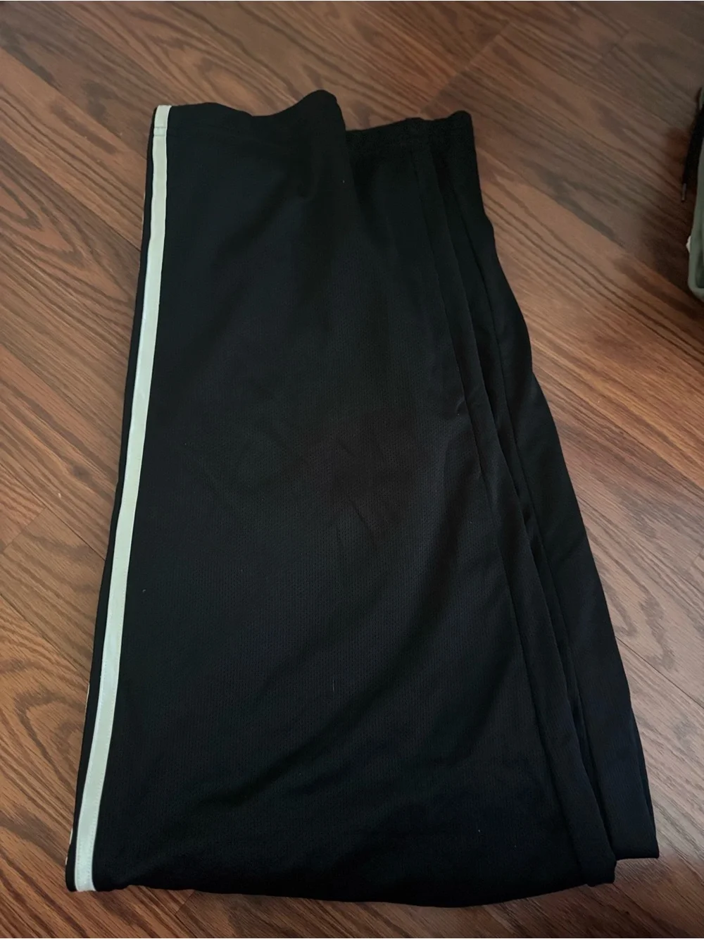 Adidas Black Athletic Track Pants with White Stripes